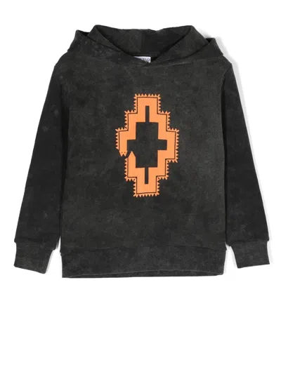 Marcelo Burlon County Of Milan Kids' Graphic-print Fringe Hoodie In Black
