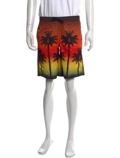 Pre-owned Marcelo Burlon County Of Milan Graphic Print Swim Trunks In Orange