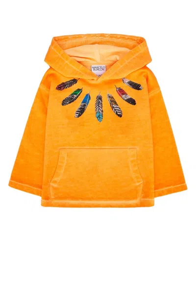 Marcelo Burlon County Of Milan Kids' Graphic Printed Hoodie In Orange