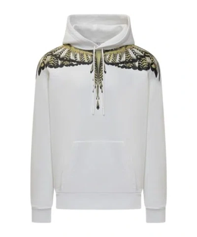 Marcelo Burlon County Of Milan Grizzly Wings Cotton Hoodie In White
