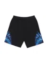 Marcelo Burlon County Of Milan Grizzly Wings Cotton Track Shorts In Black