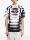 Marcelo Burlon County Of Milan Heart-embellished Striped T-shirt In Black