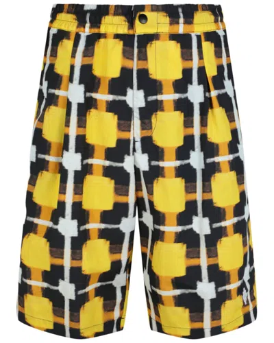 Marcelo Burlon County Of Milan Marcelo Burlon Check Coulisse Nylon Shorts Man Shorts & Bermuda Shorts Multicolored Size L Polyamide In Yellow
