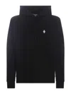 Marcelo Burlon County Of Milan Classic Pullover Black Hoodie With Adjustable Drawstring In Black