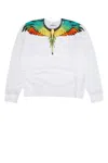 Marcelo Burlon County Of Milan Feathers-print Cotton Sweatshirt In Whitemultic