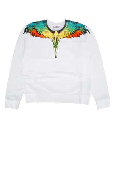 Marcelo Burlon County Of Milan Kids' Feathers-print Cotton Sweatshirt In Whitemultic