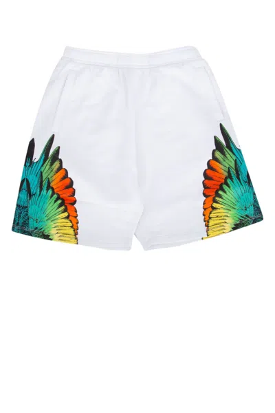 MARCELO BURLON COUNTY OF MILAN ICON WINGS RELAX SWEATSHORTS WHITE MULTI