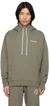 Marcelo Burlon County Of Milan Khaki Tempera Cross Over Hoodie In Army White