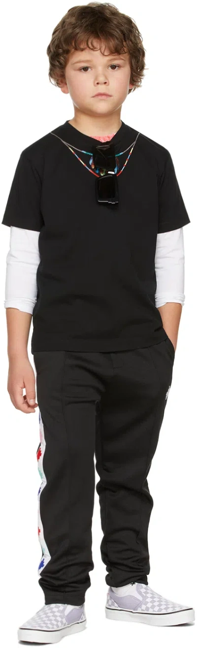 Marcelo Burlon County Of Milan Kids Black Cross Track Pants In Black White