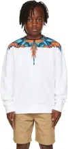 Marcelo Burlon County Of Milan Kids White Travel Wings Sweatshirt In White Orange