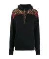 Marcelo Burlon County Of Milan Leopard Print Wing Hooded Sweater In Black