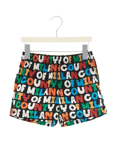Marcelo Burlon County Of Milan Aop Com Swimsuit In Black Multi
