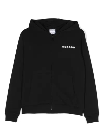 Marcelo Burlon County Of Milan Kids' Logo-print Zip-up Hoodie In Black