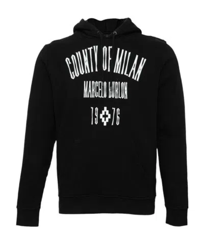 Marcelo Burlon County Of Milan Logo Printed Hooded Sweater In Black