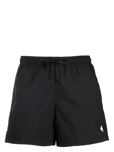 Marcelo Burlon County Of Milan Piping Cross Logo Swim Shorts In Nero