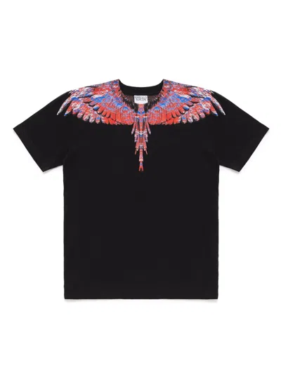 Marcelo Burlon County Of Milan Kids' Lunar Wings Cotton T-shirt In Black