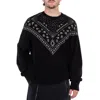 Marcelo Burlon County Of Milan Bandana Print Wool Blend Knit Sweater In Black