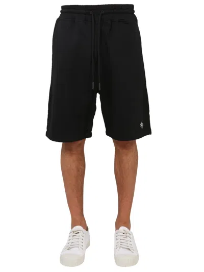 Marcelo Burlon County Of Milan Marcelo Burlon Bermuda In Felpa In Black