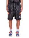 Marcelo Burlon County Of Milan Marcelo Burlon Aop Folk Kappa Soccer Shorts In Black Dark