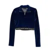 Marcelo Burlon County Of Milan Marcelo Burlon Blue & Black Striped Velour Top In Blue