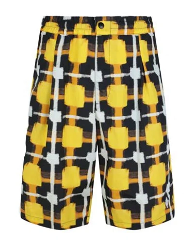 Marcelo Burlon County Of Milan Marcelo Burlon Check Coulisse Nylon Shorts Man Shorts & Bermuda Shorts Multicolored Size Xl Polyamid In Yellow