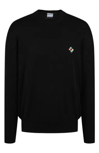 Marcelo Burlon County Of Milan Marcelo Burlon Cross Color Long Sleeve Knit T-shirt In Black