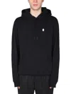 Marcelo Burlon County Of Milan Classic Pullover Black Hoodie With Adjustable Drawstring In Animal Print