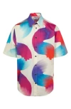 MARCELO BURLON COUNTY OF MILAN MARCELO BURLON CROSS WAVES SHORT SLEEVE BUTTON-UP SHIRT