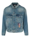 Marcelo Burlon County Of Milan Feathers Vintage Wash Denim Jacket In Blue