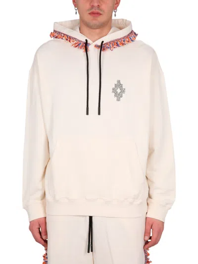 Marcelo Burlon County Of Milan Marcelo Burlon Fringes Sweatshirt In Beige