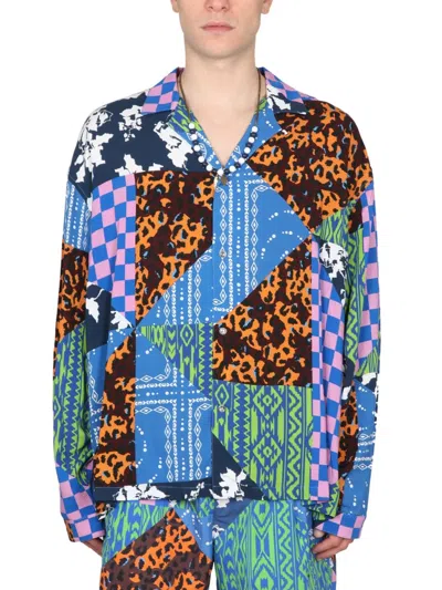 Marcelo Burlon County Of Milan Marcelo Burlon Hawaii Mix & Match Shirt In Blue