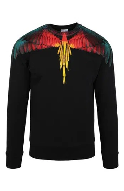 Marcelo Burlon County Of Milan Marcelo Burlon Icon Wings Cotton Graphic Long Sleeve T-shirt In Black