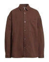Marcelo Burlon County Of Milan Marcelo Burlon Man Denim Shirt Brown Size L Cotton In Brown