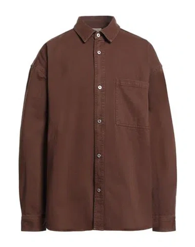 Marcelo Burlon County Of Milan Marcelo Burlon Man Denim Shirt Brown Size L Cotton