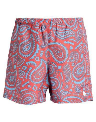 Marcelo Burlon County Of Milan Marcelo Burlon Man Swim Trunks Tomato Red Size M Polyester