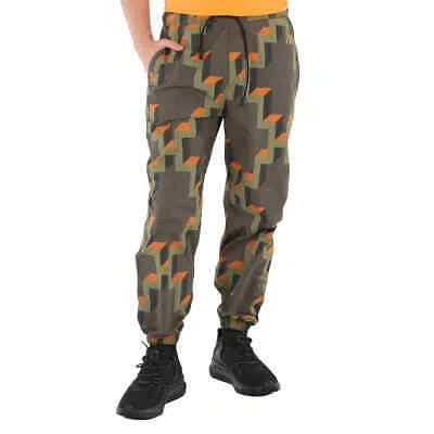 Pre-owned Marcelo Burlon County Of Milan Marcelo Burlon Men's Army Orange Cross Geometric-print Joggers