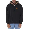 MARCELO BURLON COUNTY OF MILAN MARCELO BURLON MEN'S BLACK ORANGE FRINGED-TRIM COTTON PULLOVER HOODIE