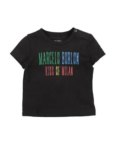 Marcelo Burlon County Of Milan Babies' Marcelo Burlon Newborn Boy T-shirt Black Size 3 Cotton