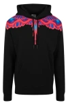 Marcelo Burlon County Of Milan Curved Wings-print Hoodie In Black