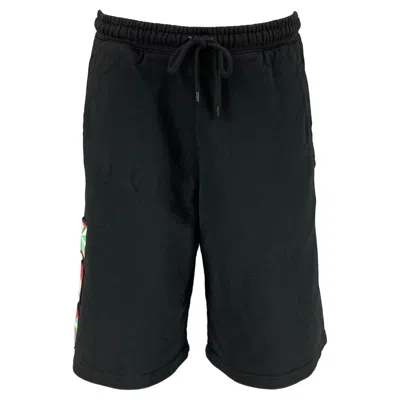 Pre-owned Marcelo Burlon County Of Milan Marcelo Burlon Size S Black Multi-color Applique Cotton Drawstring Shorts