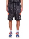 Marcelo Burlon County Of Milan Bermuda Shorts With Geometric Pattern And Elastic Waistband In Black