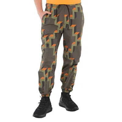MARCELO BURLON COUNTY OF MILAN MEN'S ARMY ORANGE CROSS GEOMETRIC-PRINT JOGGERS