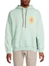Marcelo Burlon County Of Milan Macrame Cross Patch Hoodie In Blue Mint