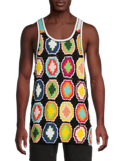 Marcelo Burlon County Of Milan Men's Macrame Knit Tank In Rainbow Multi