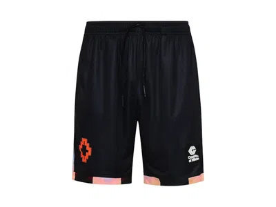 Pre-owned Marcelo Burlon County Of Milan Men's Marcelo Burlon Printed Track Shorts In Black/pink In Multi