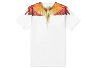 Pre-owned Marcelo Burlon County Of Milan Men's Marcelo Burlon Wing T-shirt In White Orange In Multi