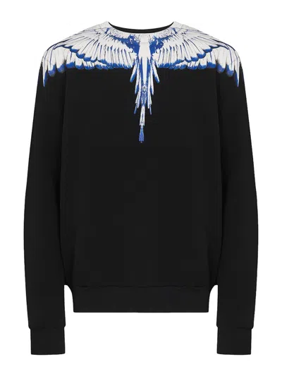 Pre-owned Marcelo Burlon County Of Milan Men's Marcelo Burlon Wings Crewneck Sweatshirt In Black/white/blue
