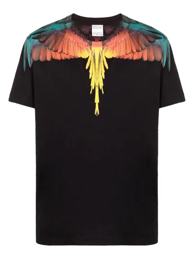 Pre-owned Marcelo Burlon County Of Milan Men's Marcelo Burlon Wings Print T-shirt In Black/blue/orange