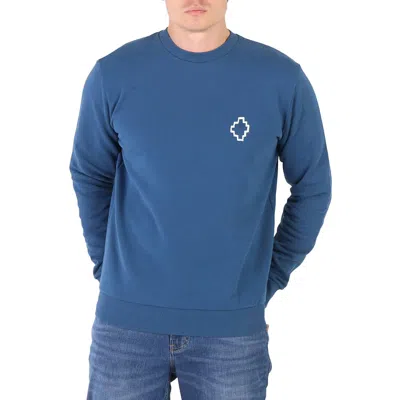 Marcelo Burlon County Of Milan Men's Petrol Blue Tempera Cross Print Sweatshirt
