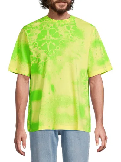 Marcelo Burlon County Of Milan Men's Tie-dye Cotton T-shirt In Lime